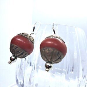 Handmade Nepali beaded earrings 2"